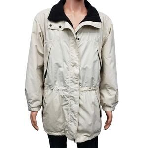 Eddie Bauer Parka Jacket Coat XL Full Zip Fleece Quilted Lined Insulated Stone